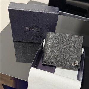 Prada Black Textured Leather Card Holder